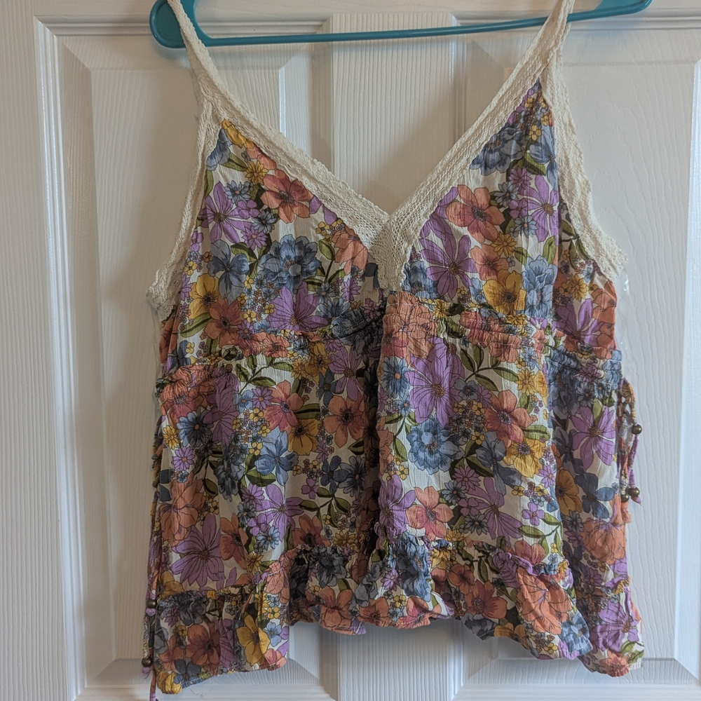 Angie Multicolored Camisole Crop Top with Spaghetti Straps
